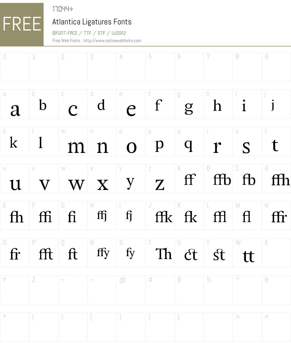 Atlantica Ligatures Font Screenshots