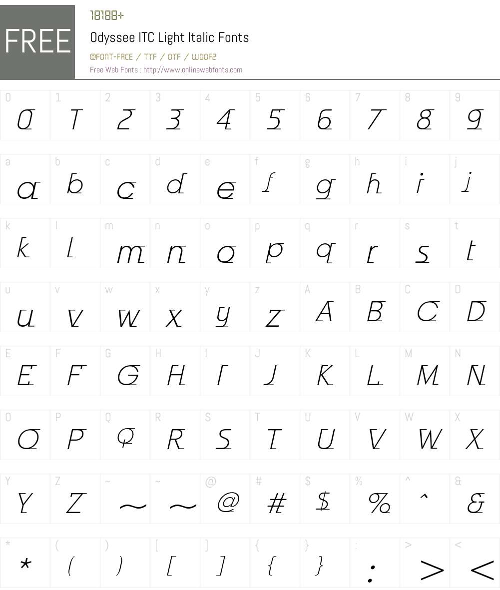 Odyssee ITC Font Screenshots