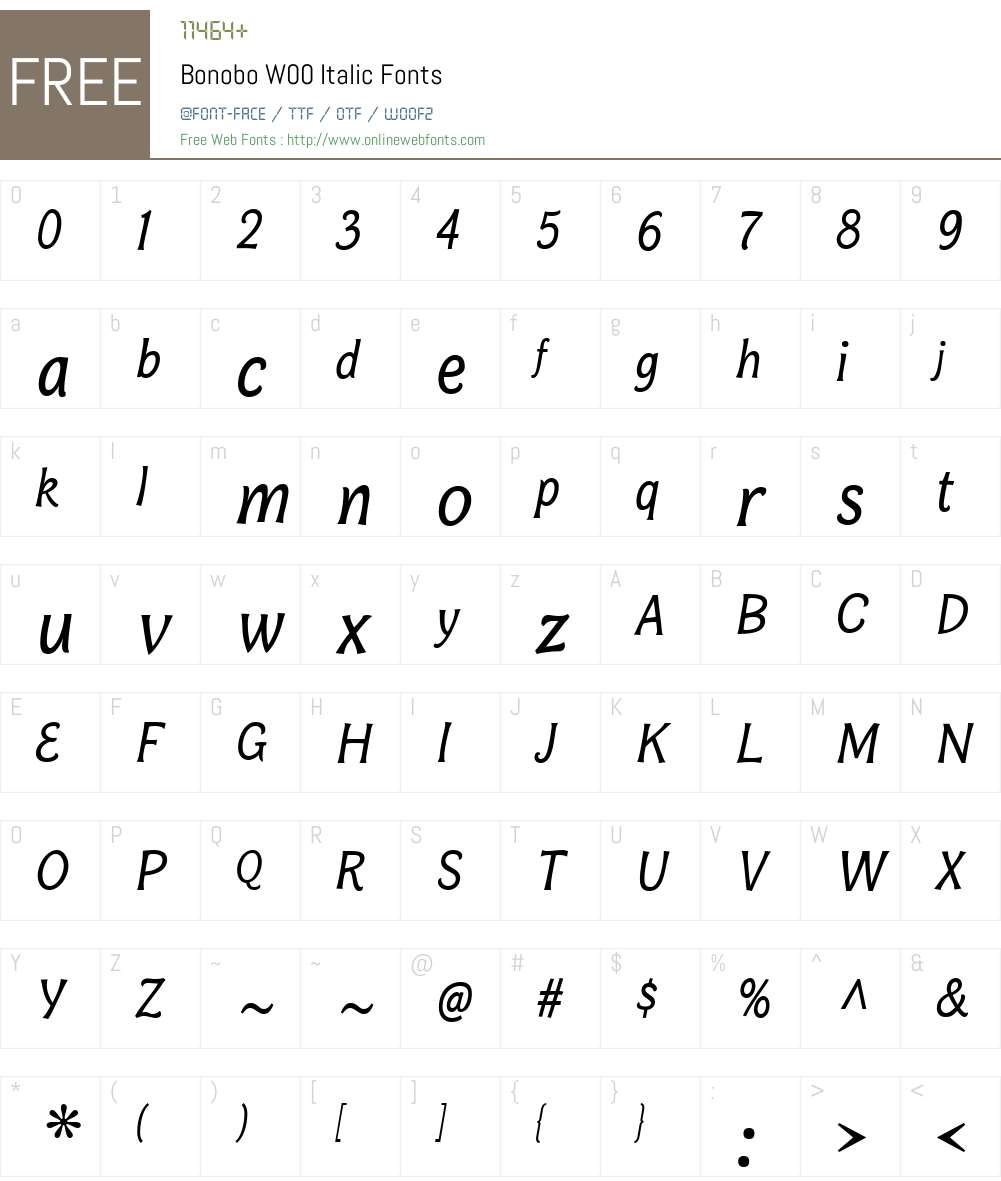 BonoboW00-Italic Font Screenshots