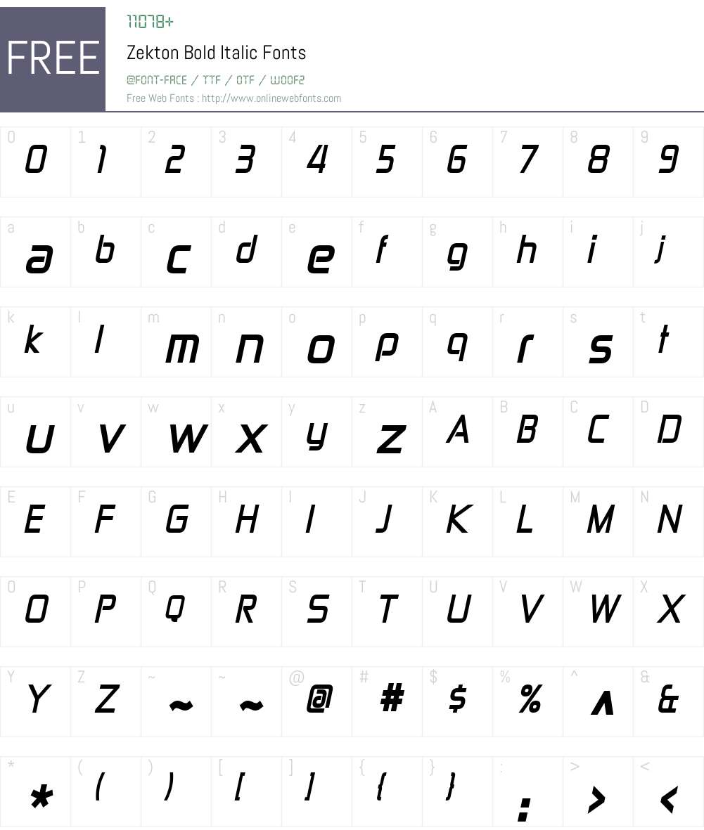 Zekton Font Screenshots