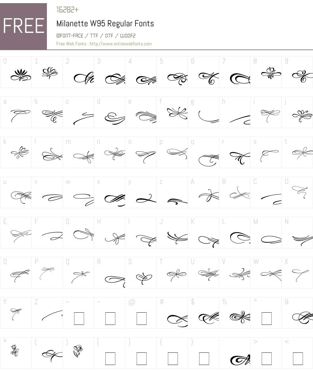 MilanetteW95-Regular Font Screenshots