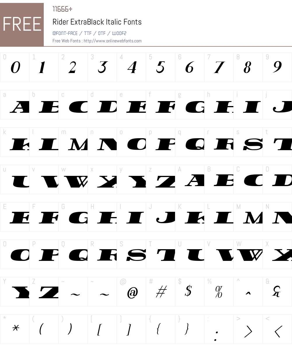 Rider Font Screenshots