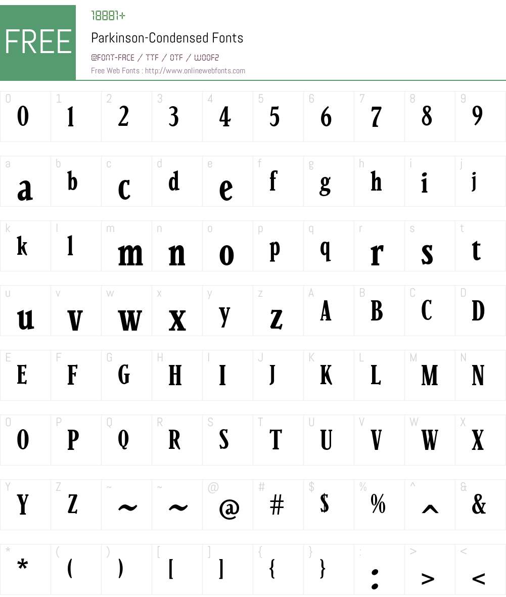 Parkinson Font Screenshots