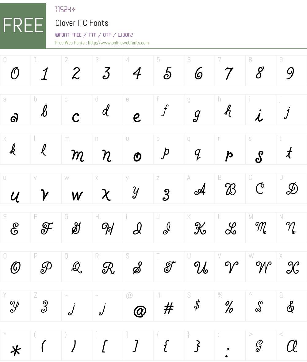 Clover ITC Font Screenshots