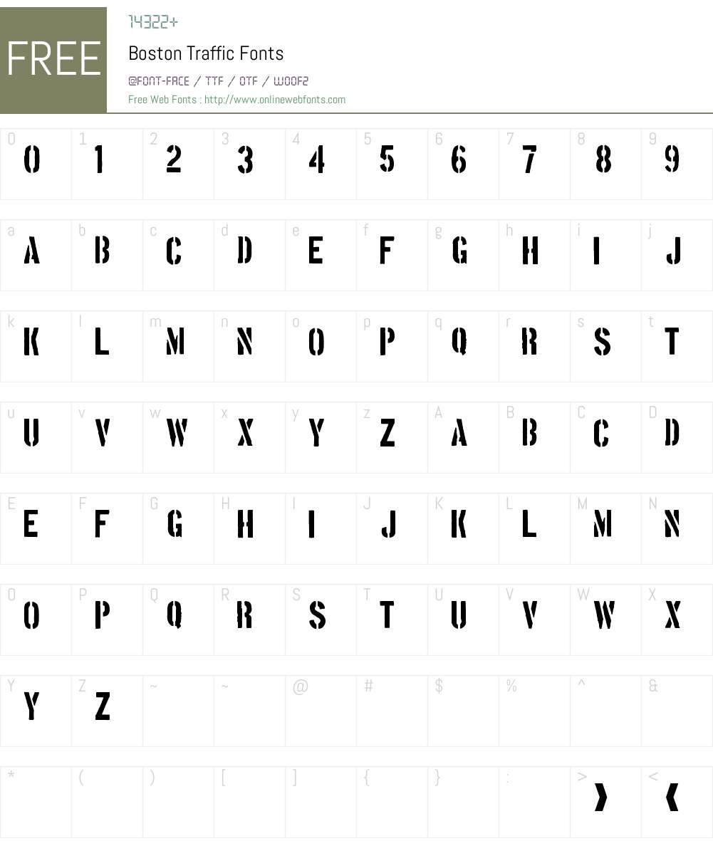 Boston Traffic Font Screenshots