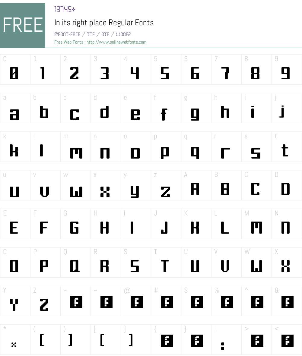 In its right place Font Screenshots