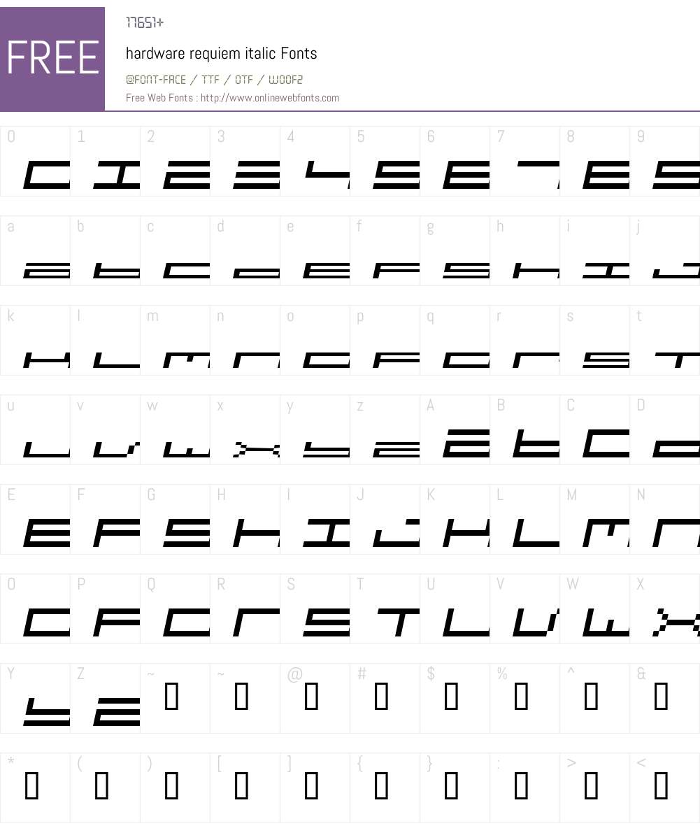 hardware requiem italic Font Screenshots