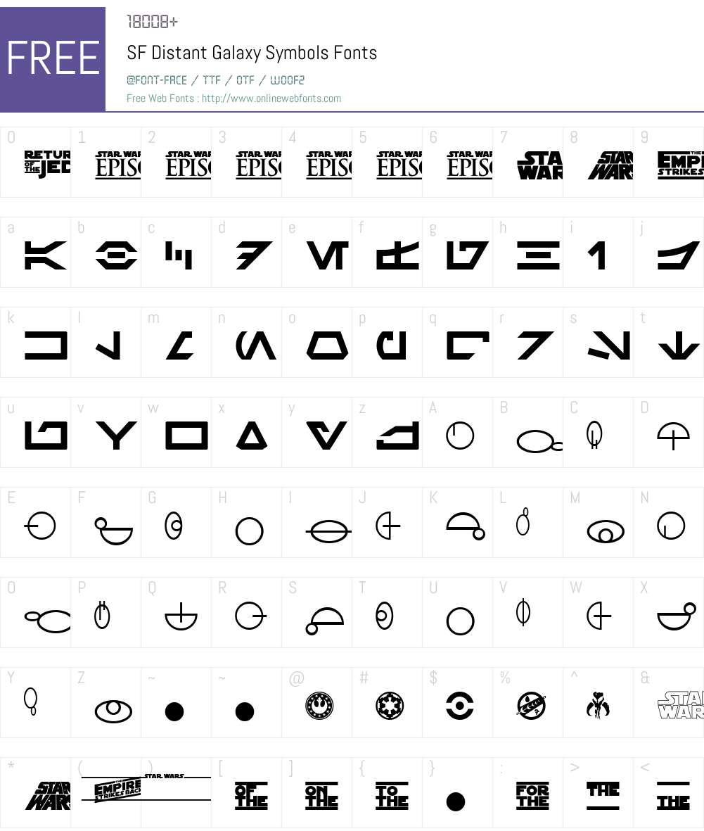SF Distant Galaxy Symbols Font Screenshots