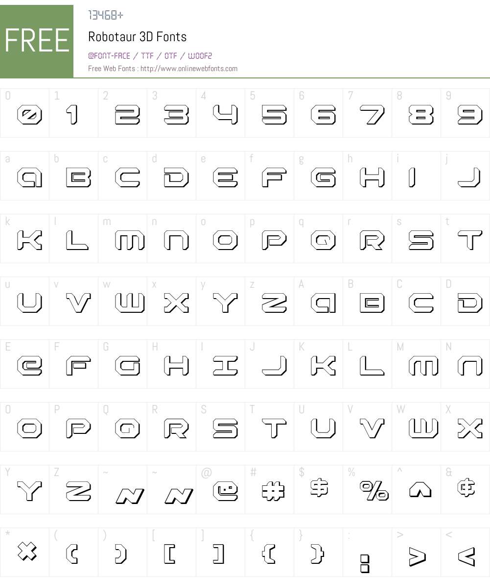 Robotaur 3D Font Screenshots