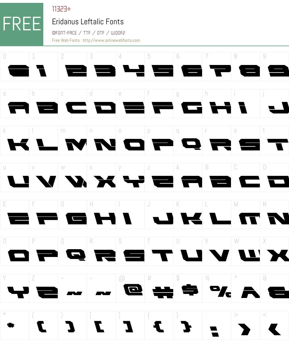 Eridanus Leftalic Font Screenshots