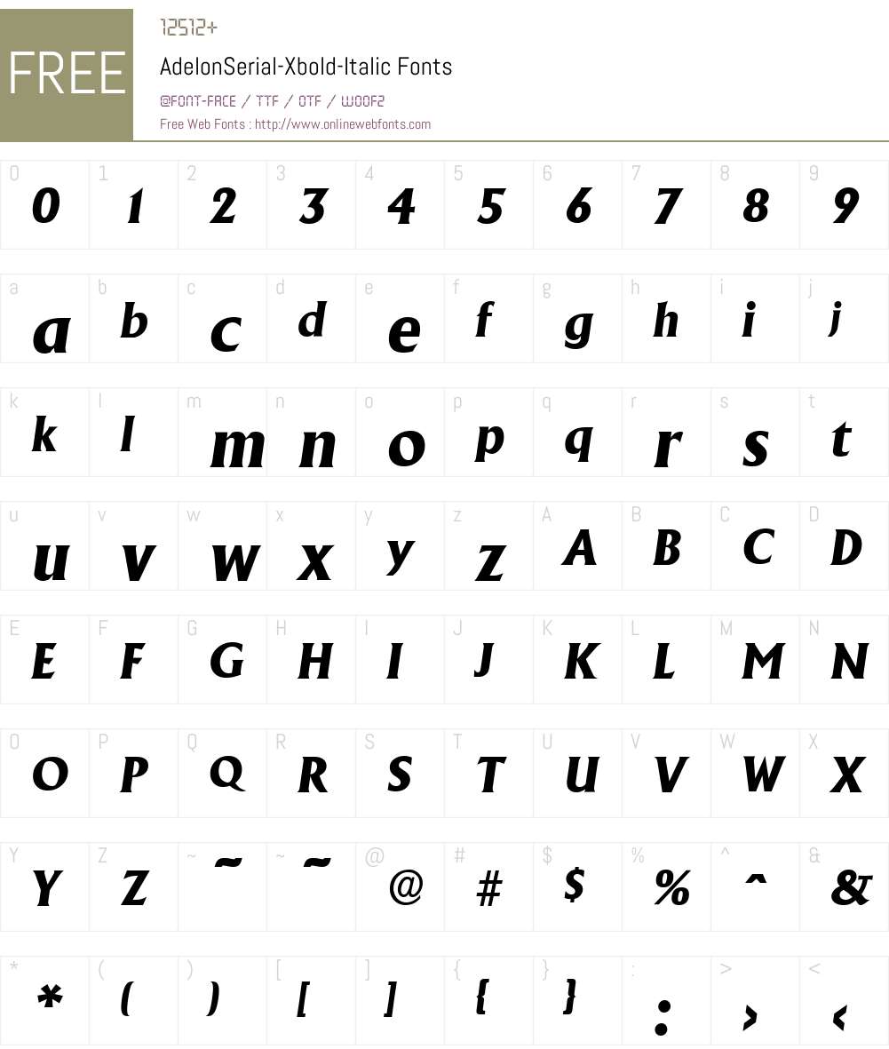 AdelonSerial-Xbold Font Screenshots