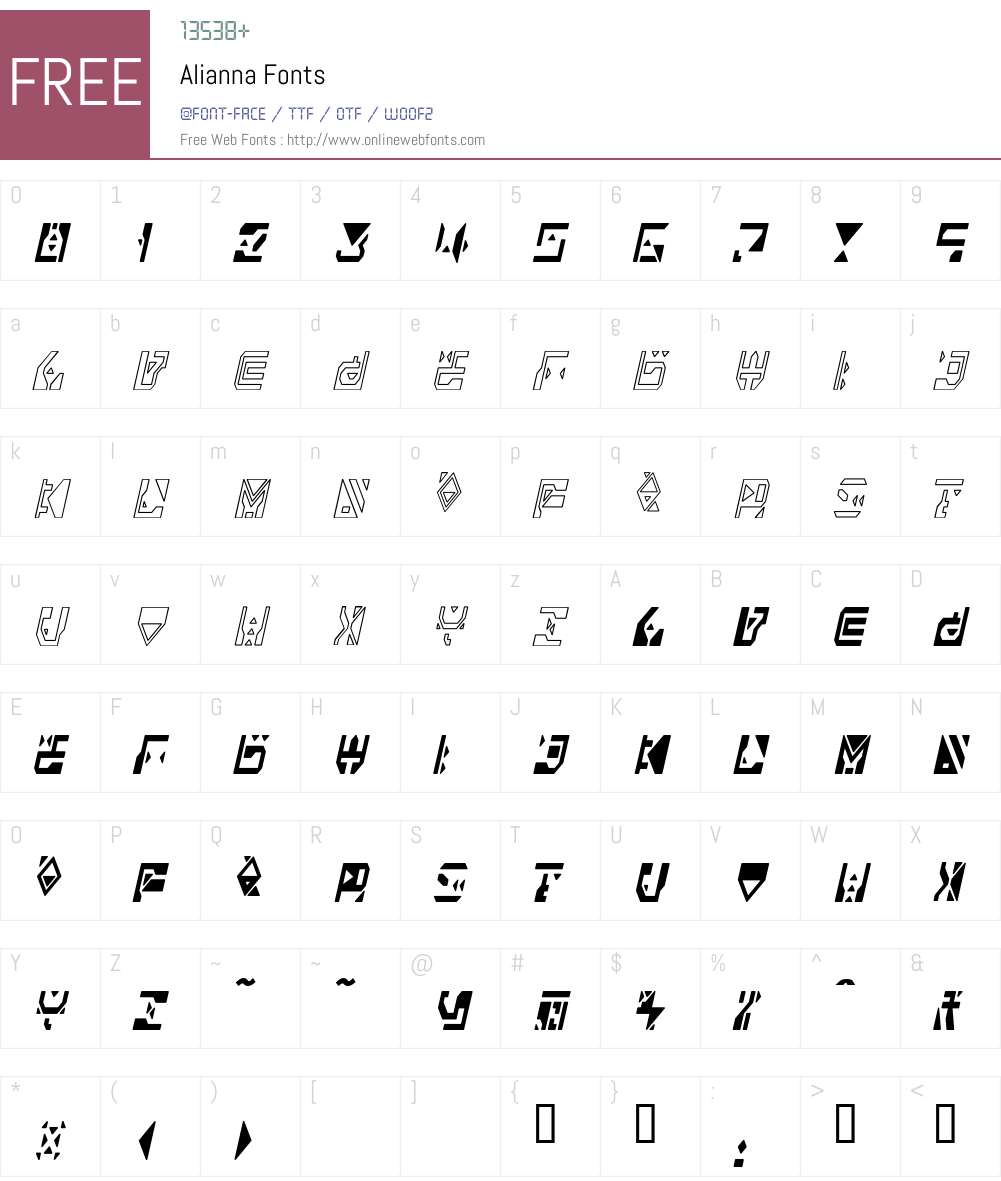 Alianna Font Screenshots