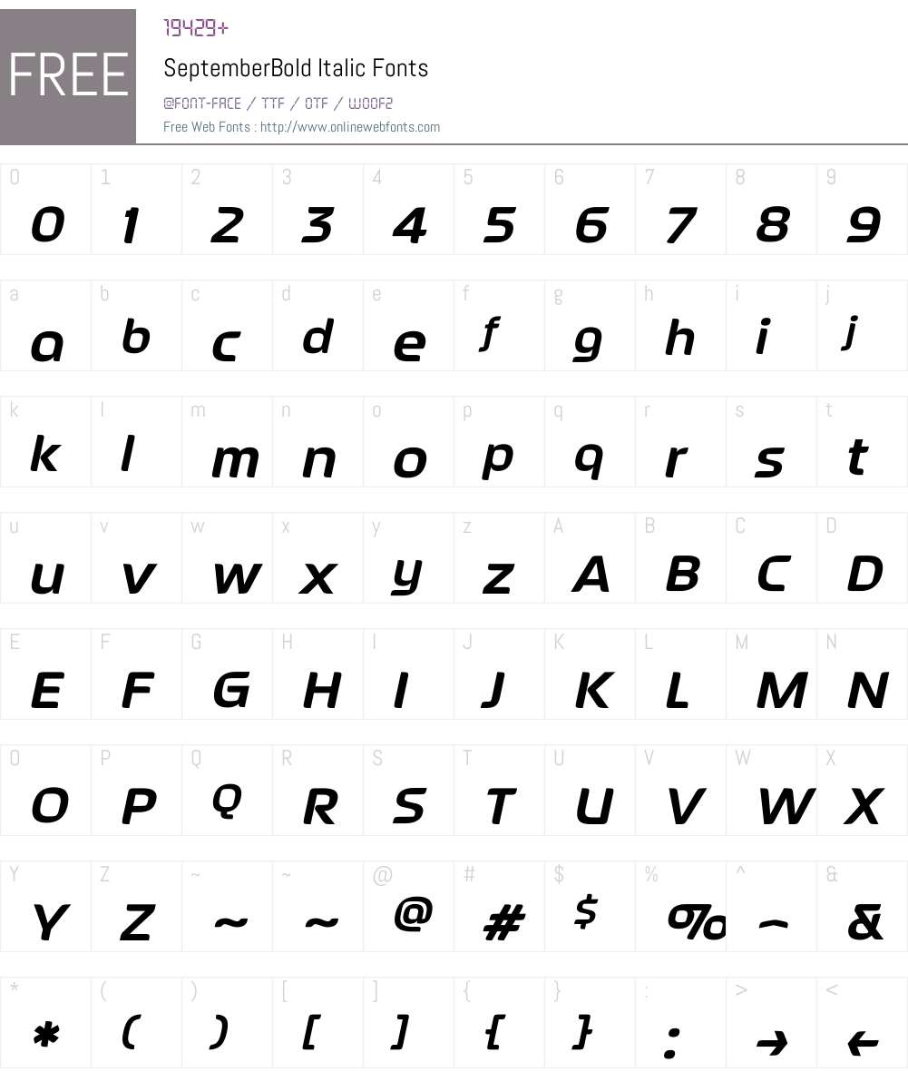 SeptemberBold Italic Font Screenshots