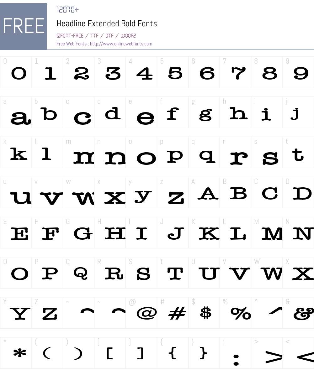 Headline Extended Font Screenshots