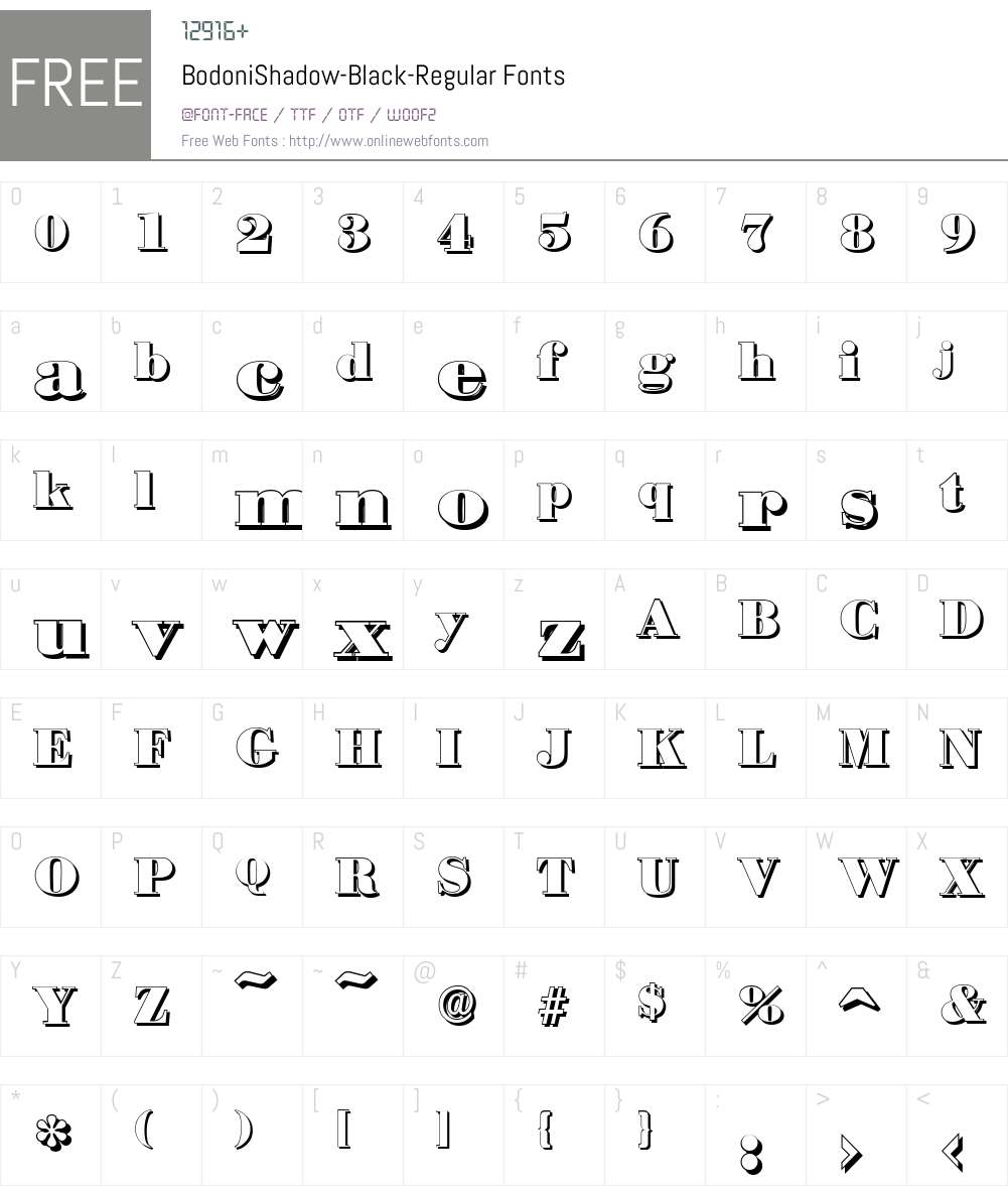 BodoniShadow-Black Font Screenshots