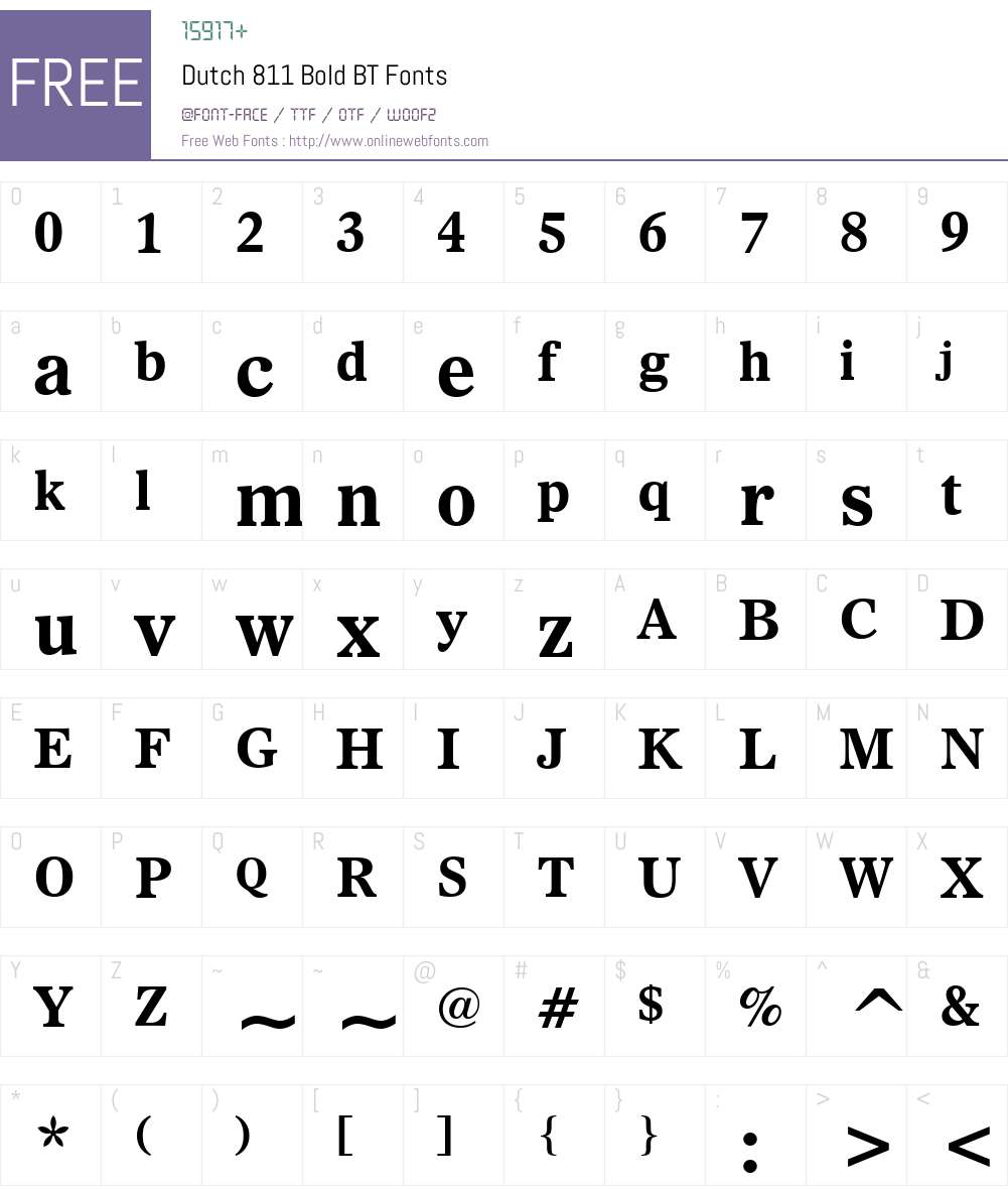 Dutch811 BT Font Screenshots