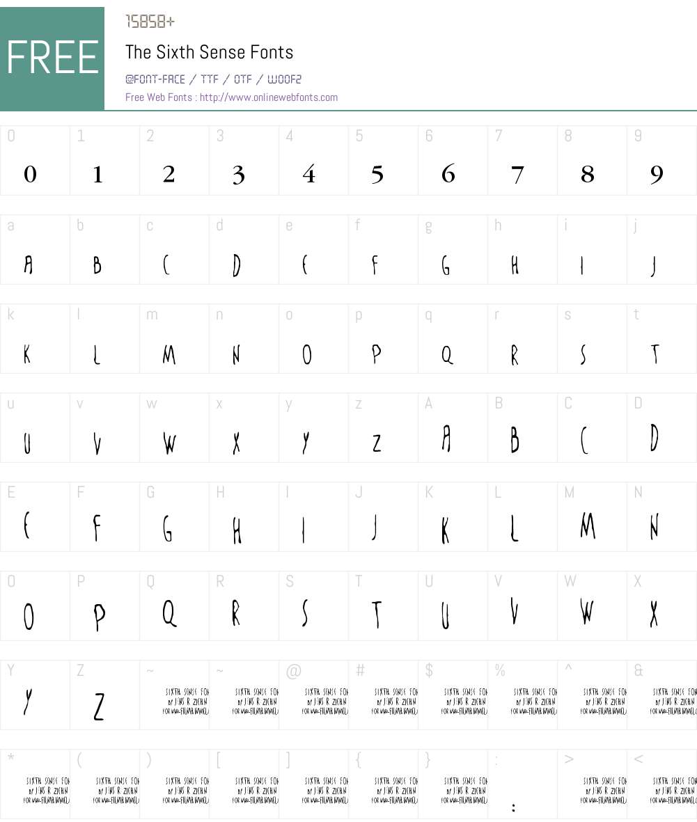 The Sixth Sense Font Screenshots