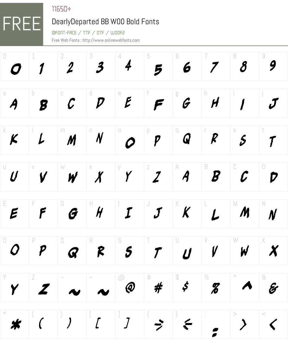 DearlyDepartedBBW00-Bold Font Screenshots