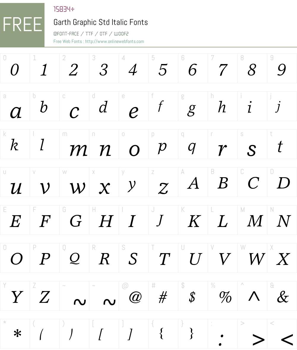 Garth Graphic Std Font Screenshots