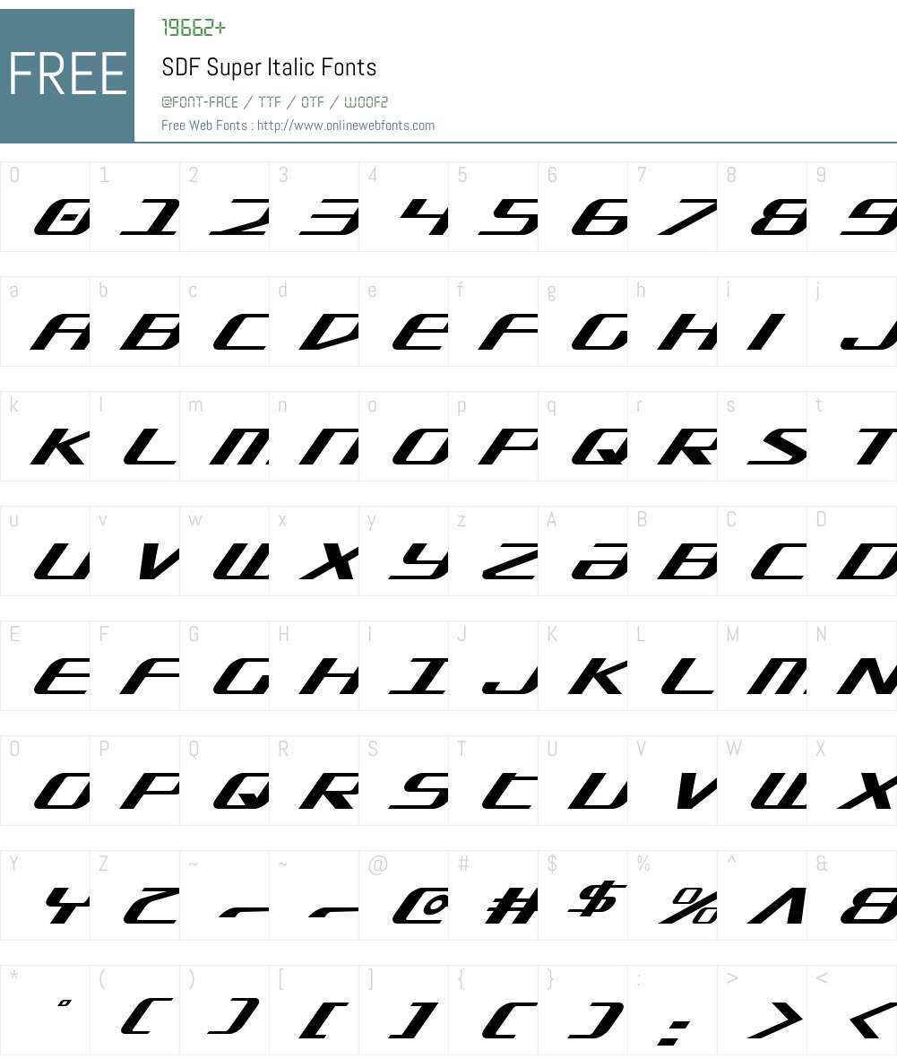SDF Super Italic Font Screenshots
