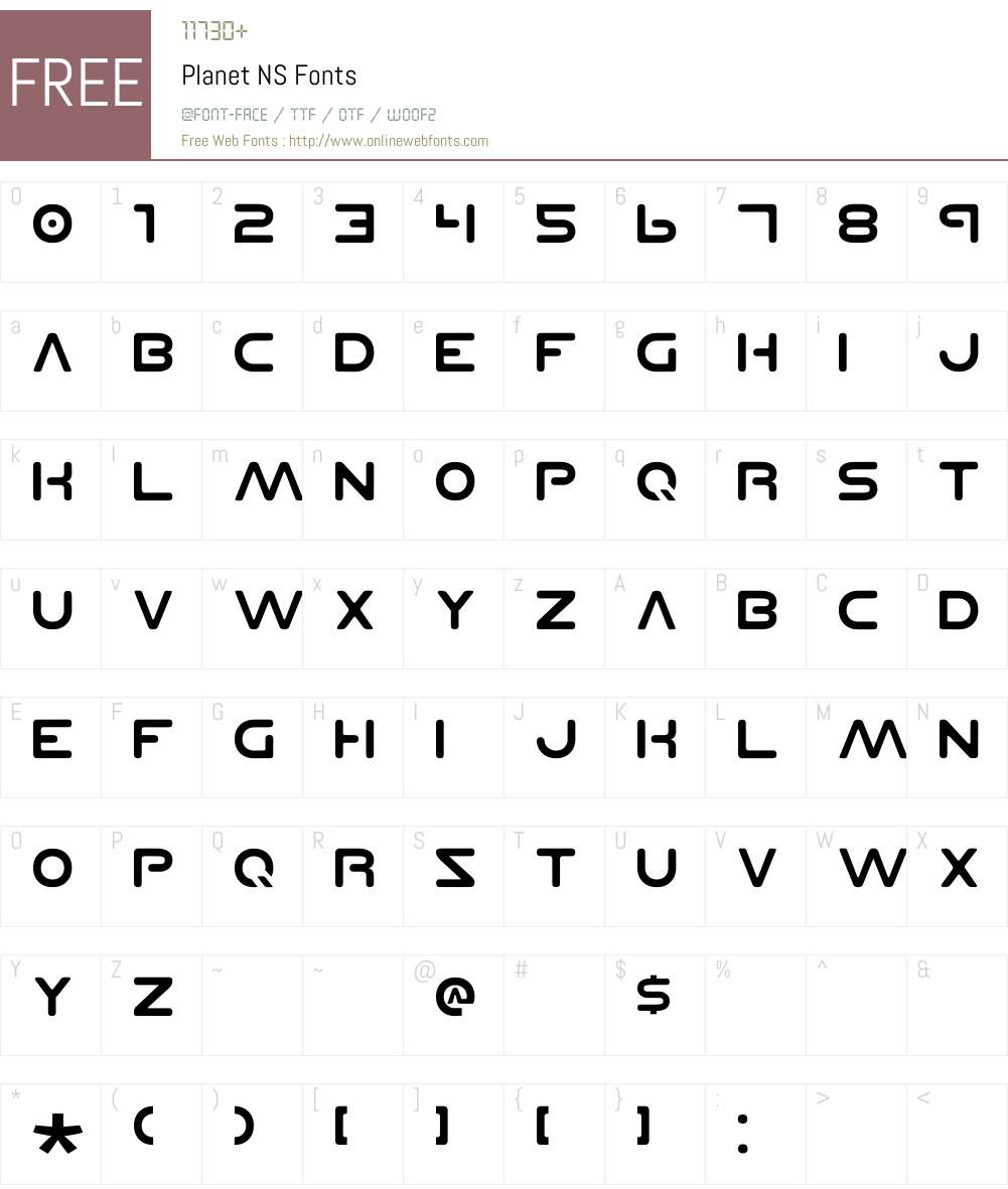 Planet NS Font Screenshots