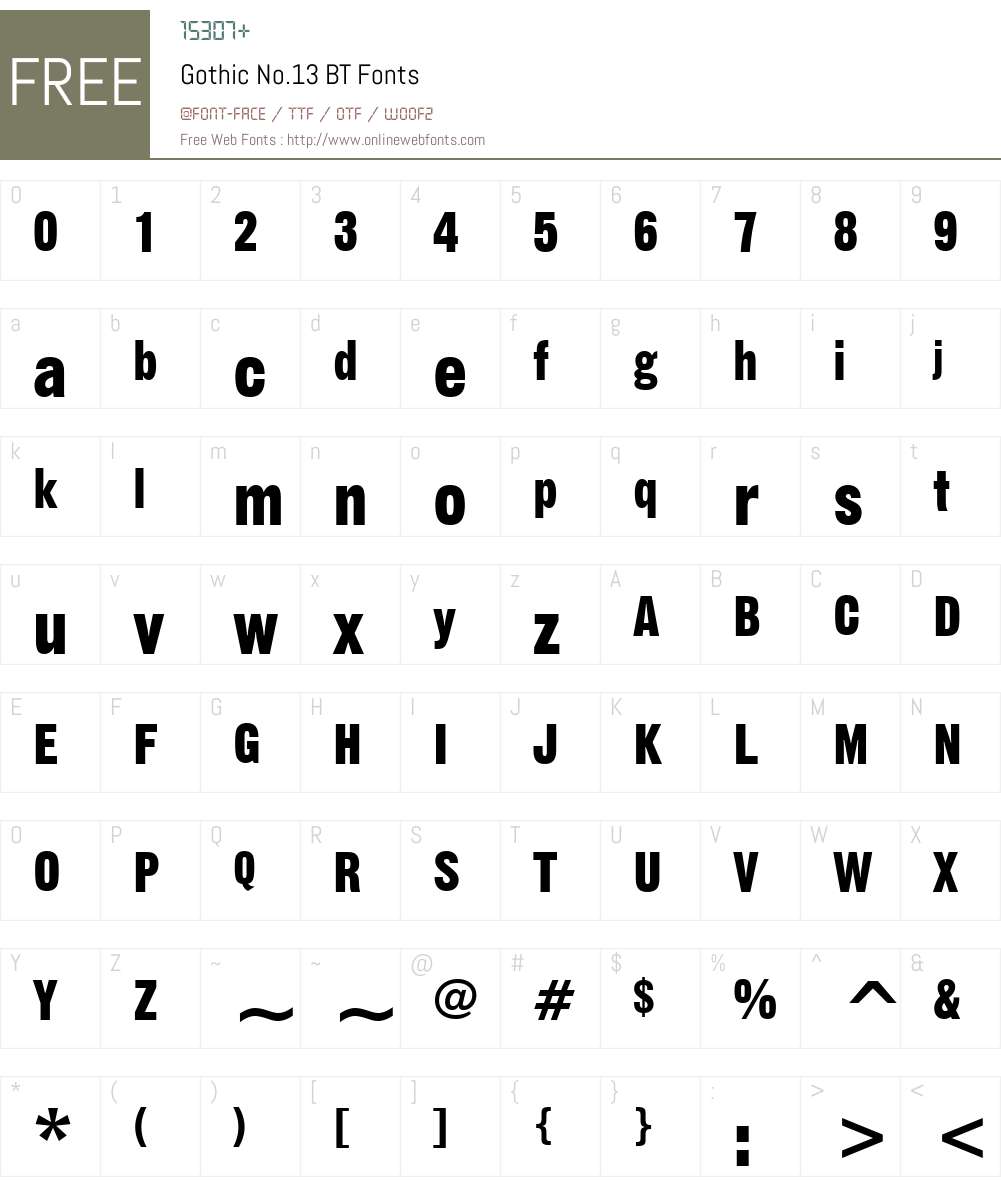 GothicNo13 BT Font Screenshots