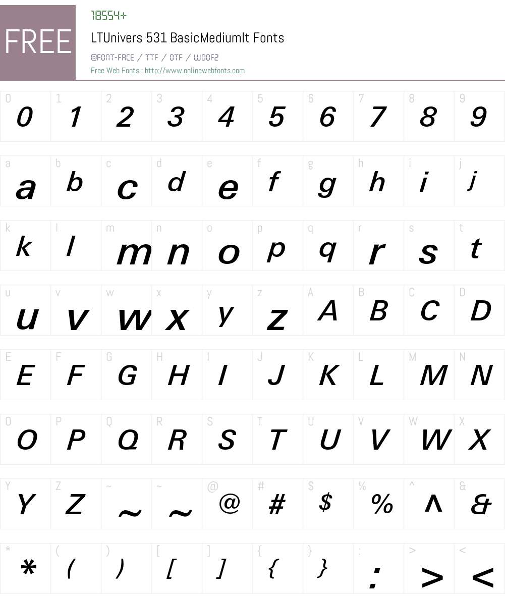 LTUnivers Font Screenshots
