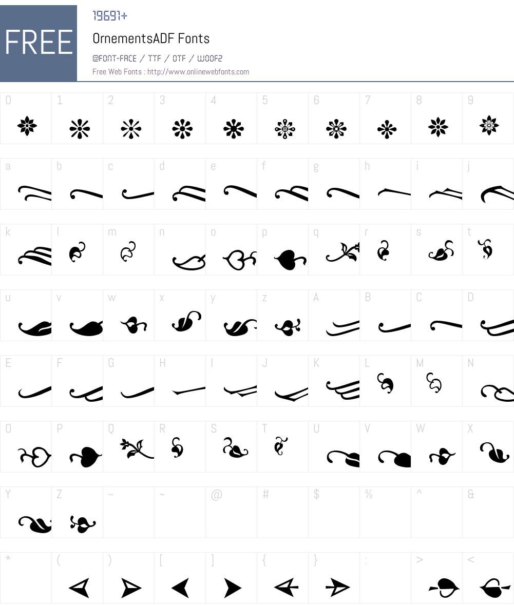Ornements ADF Font Screenshots
