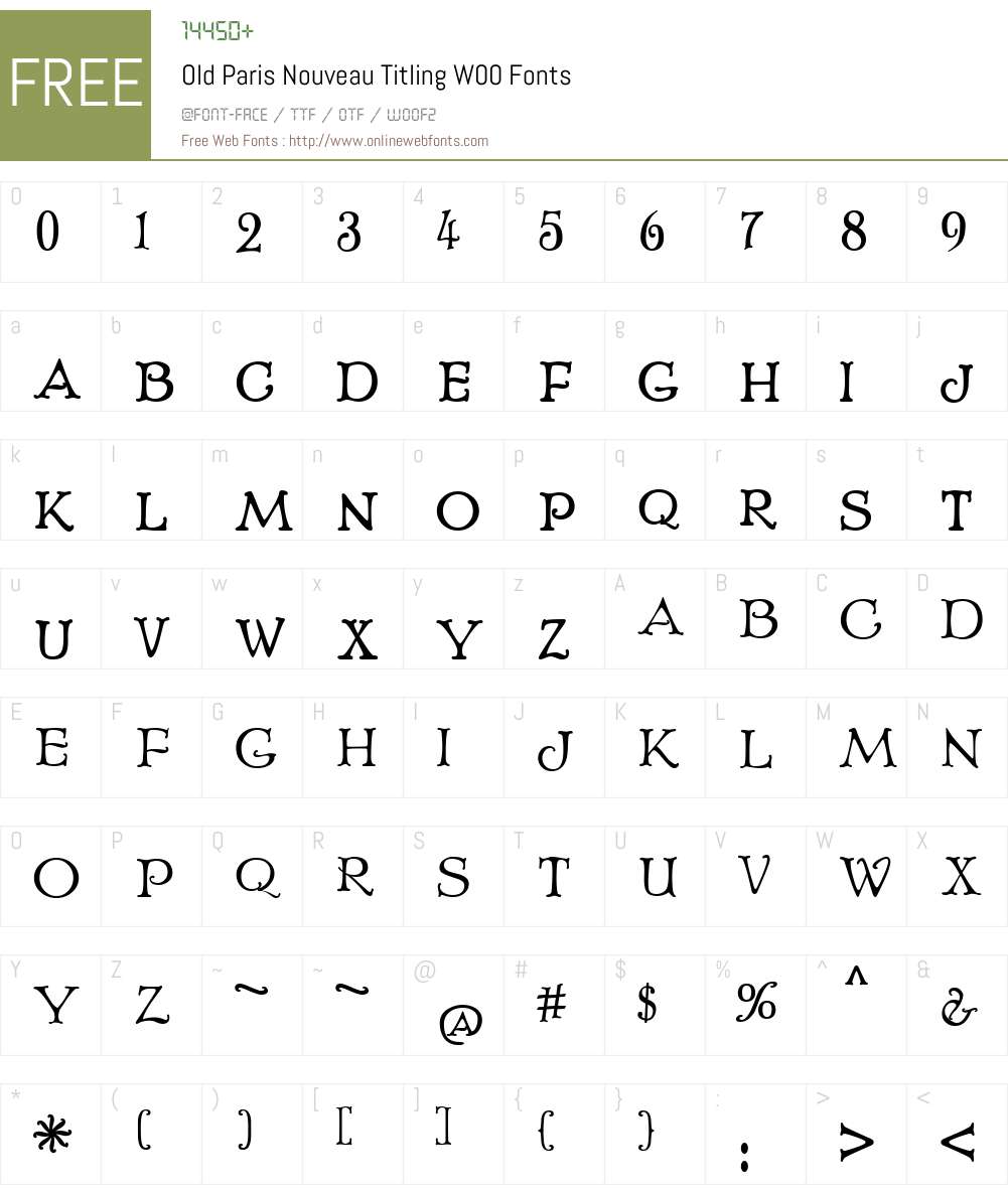 Old Paris Nouveau Titling Font Screenshots
