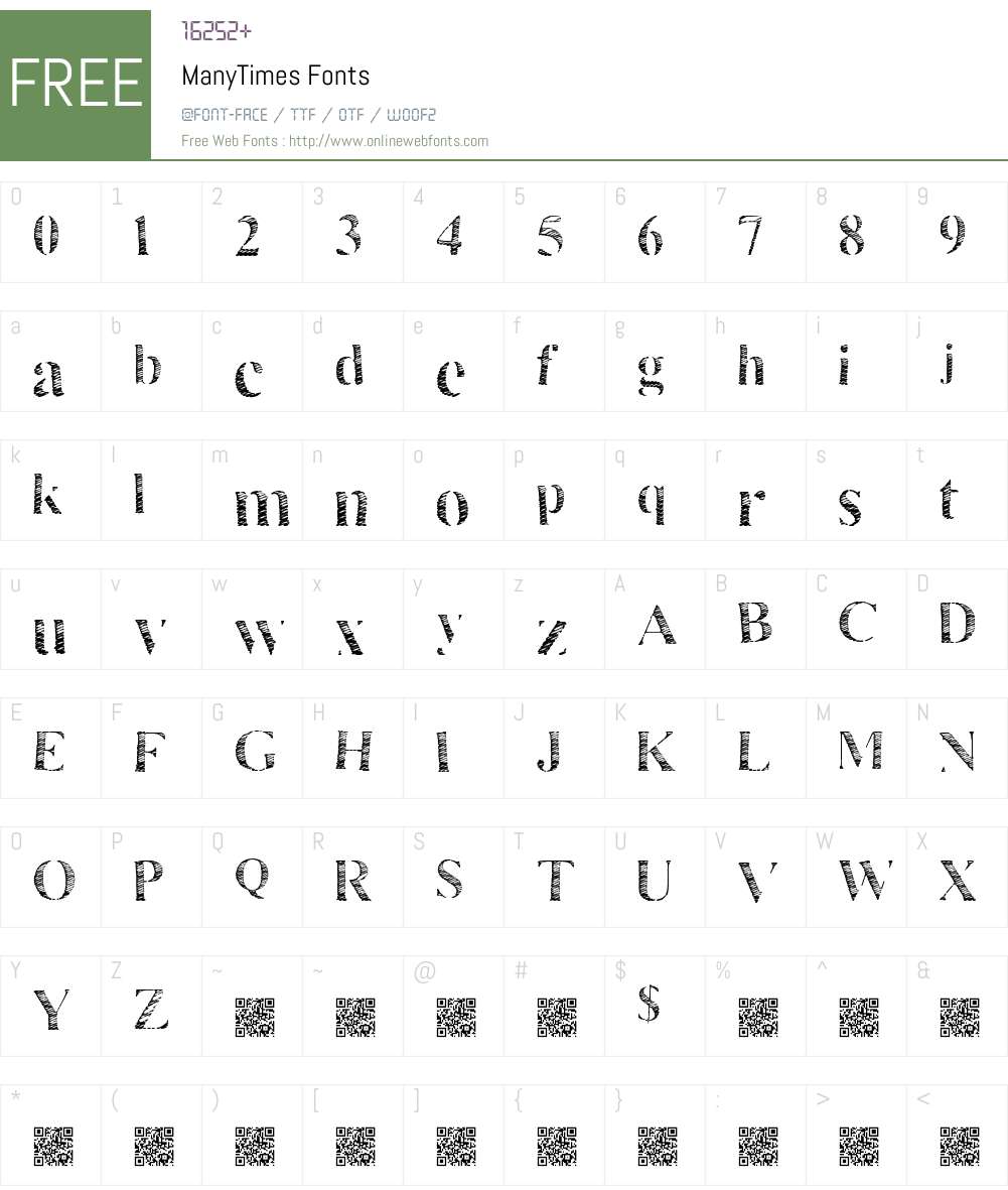 ManyTimes Font Screenshots