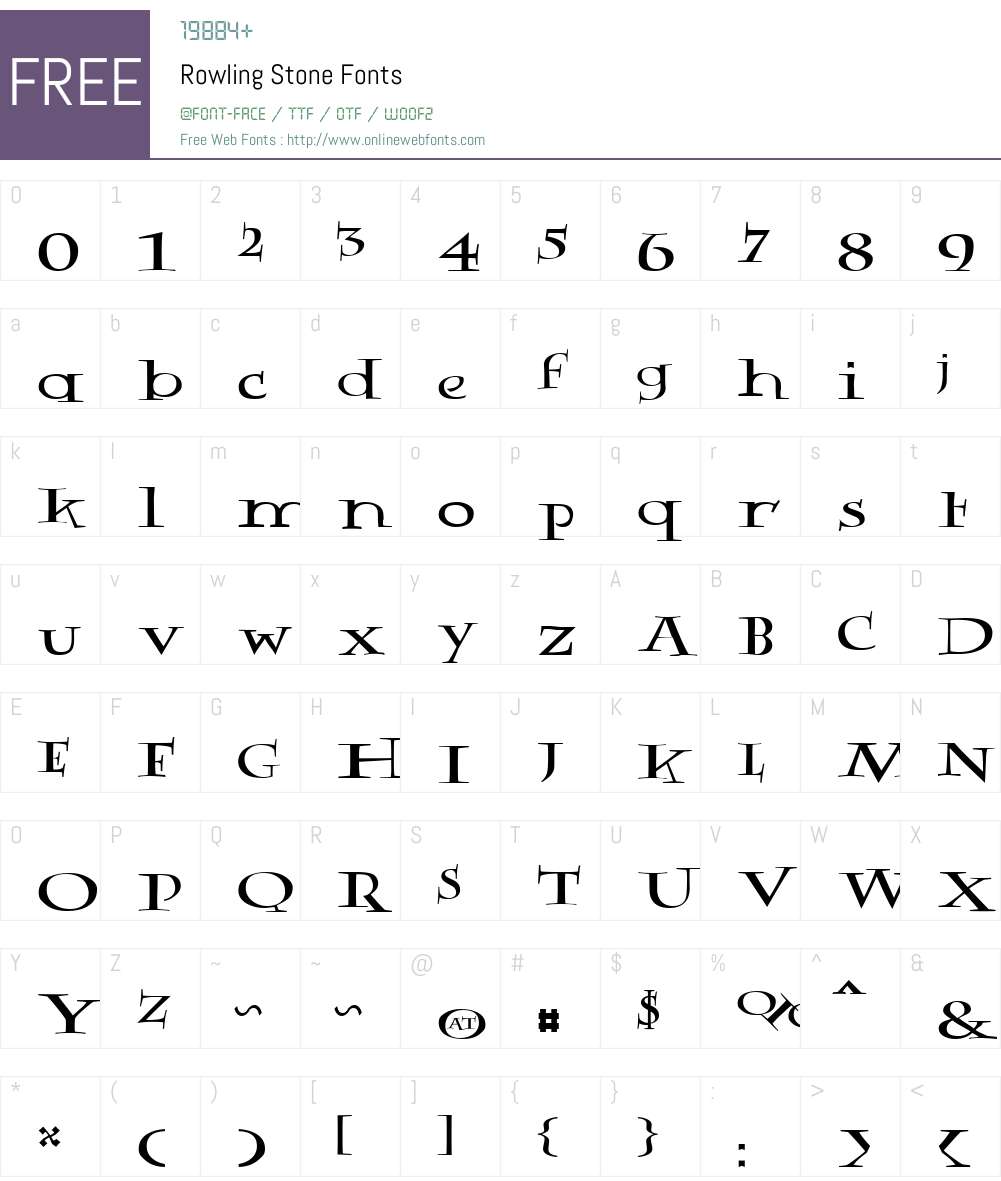 Rowling Stone Font Screenshots