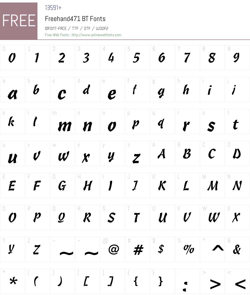 Freehand471 BT Font Screenshots