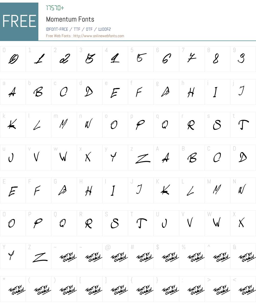 Momentum Font Screenshots
