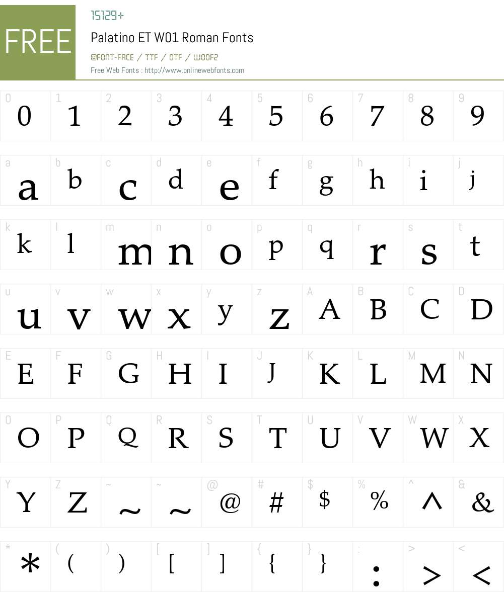 PalatinoETW01-Roman Font Screenshots