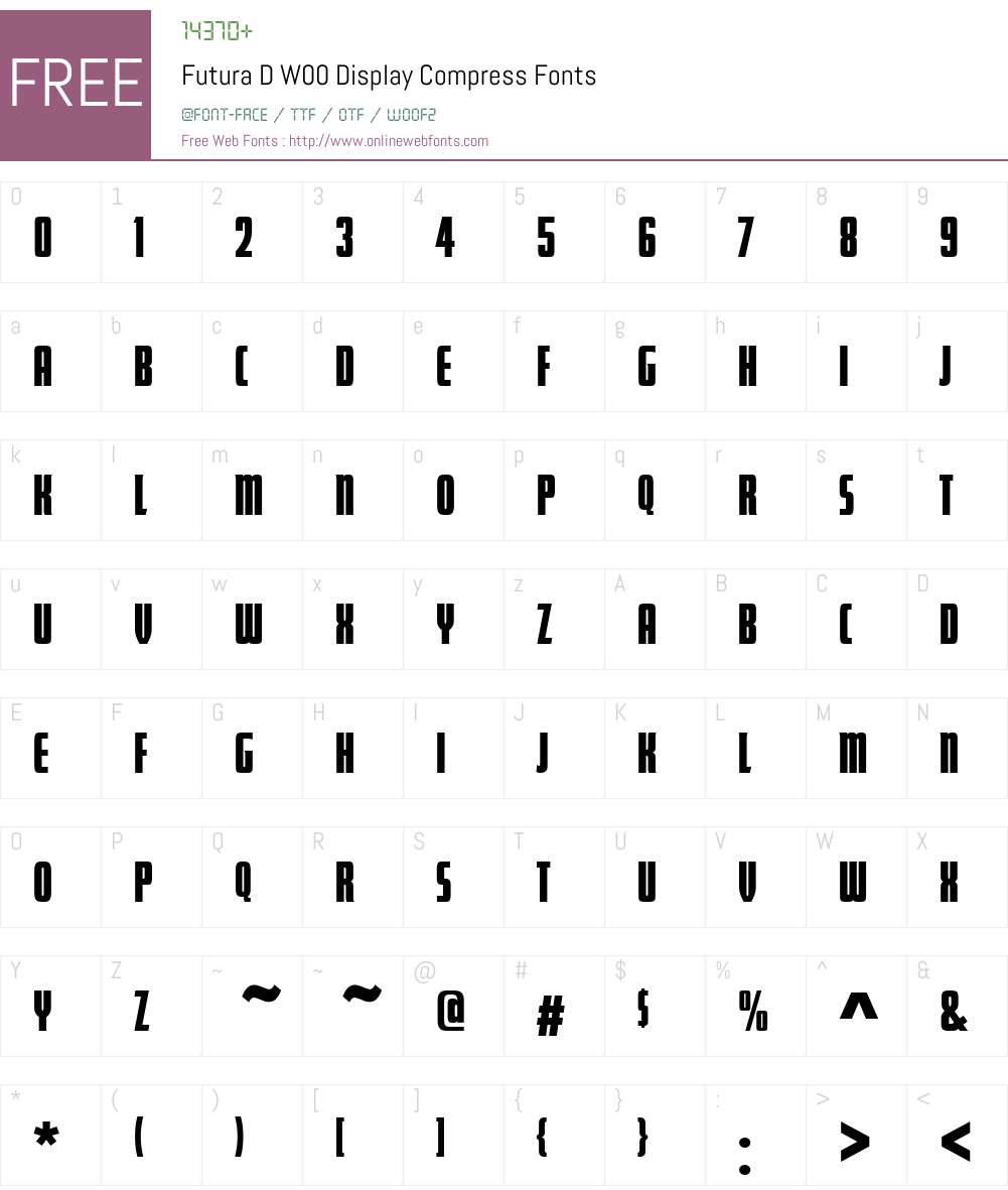 FuturaDW00-DisplayCompress Font Screenshots