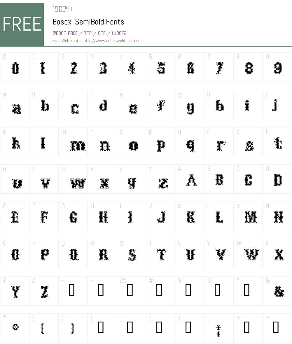 Bosox Font Screenshots