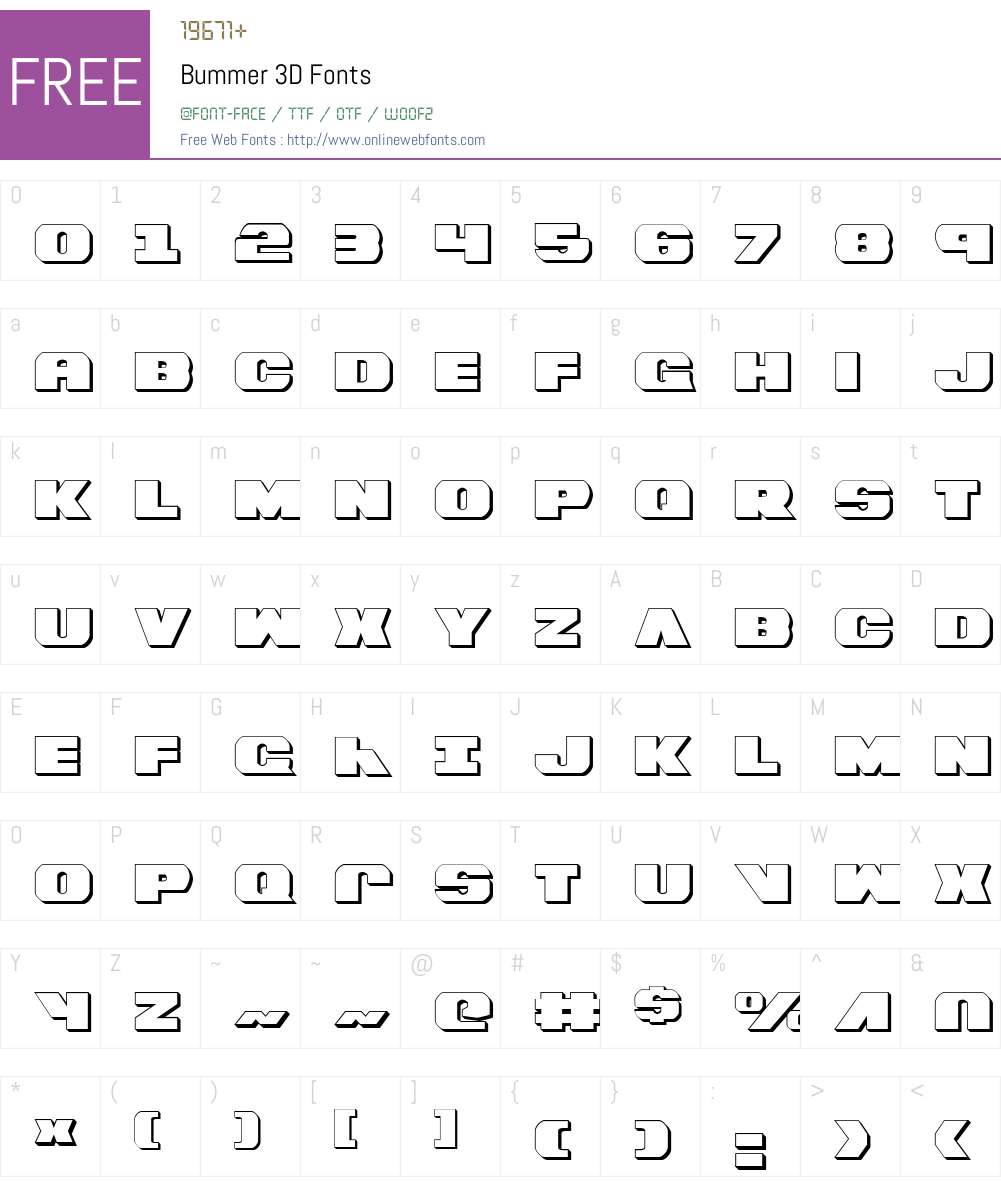 Bummer 3D Font Screenshots
