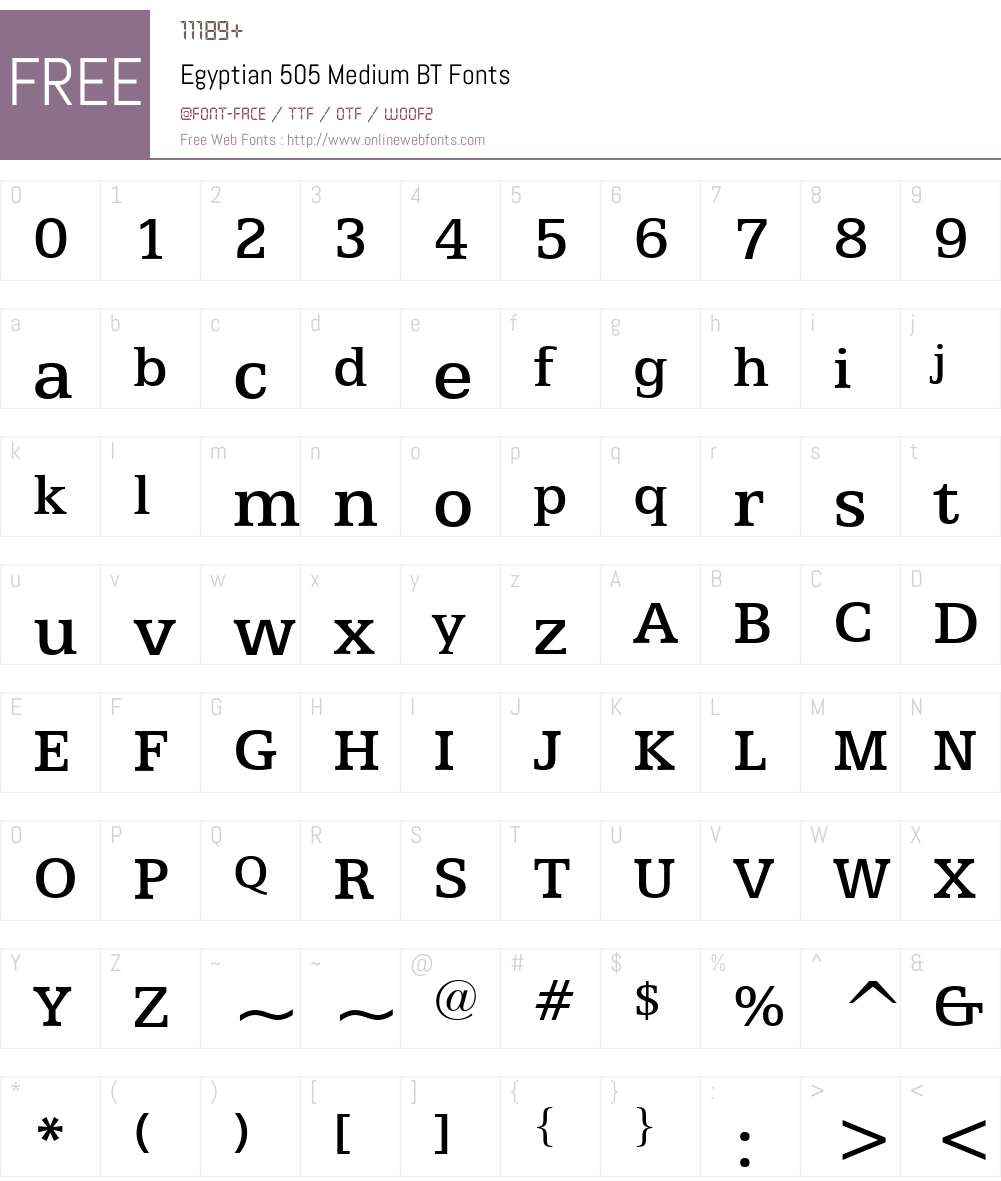 Egyptian505 Md BT Font Screenshots