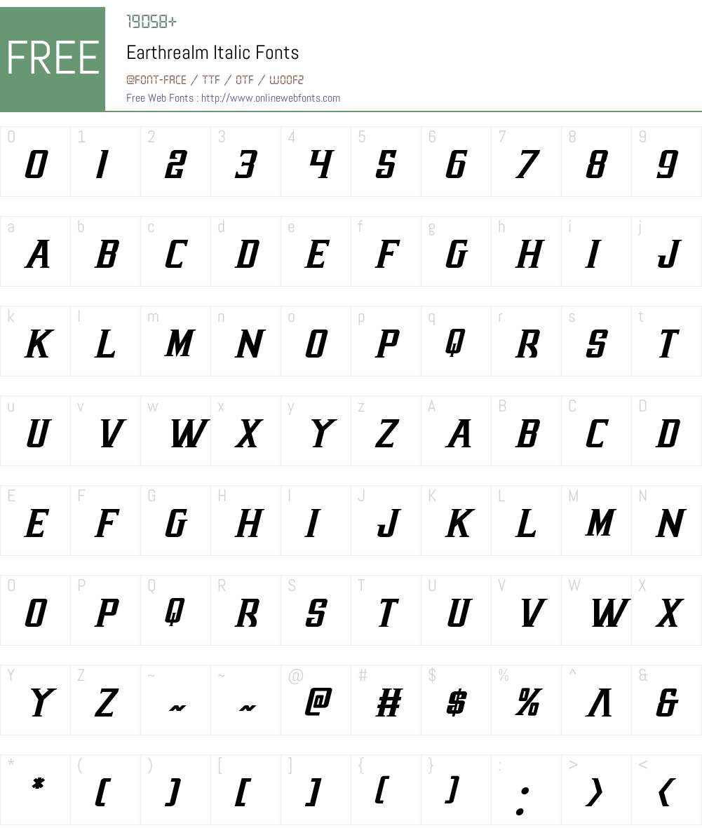 Earthrealm Italic Font Screenshots