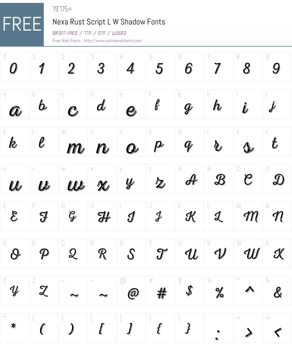 NexaRustScriptLW-Shadow Font Screenshots