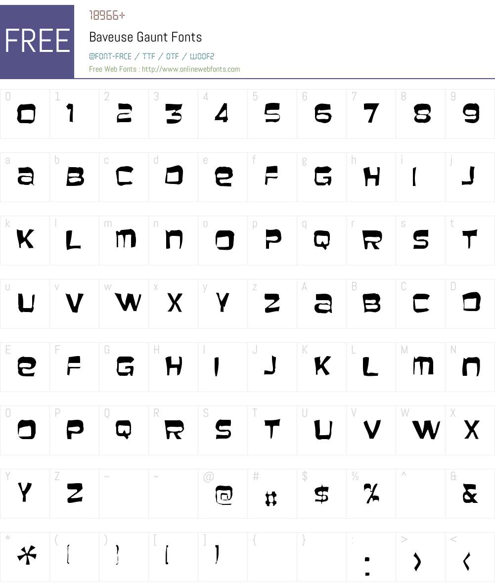 Baveuse Gaunt Font Screenshots