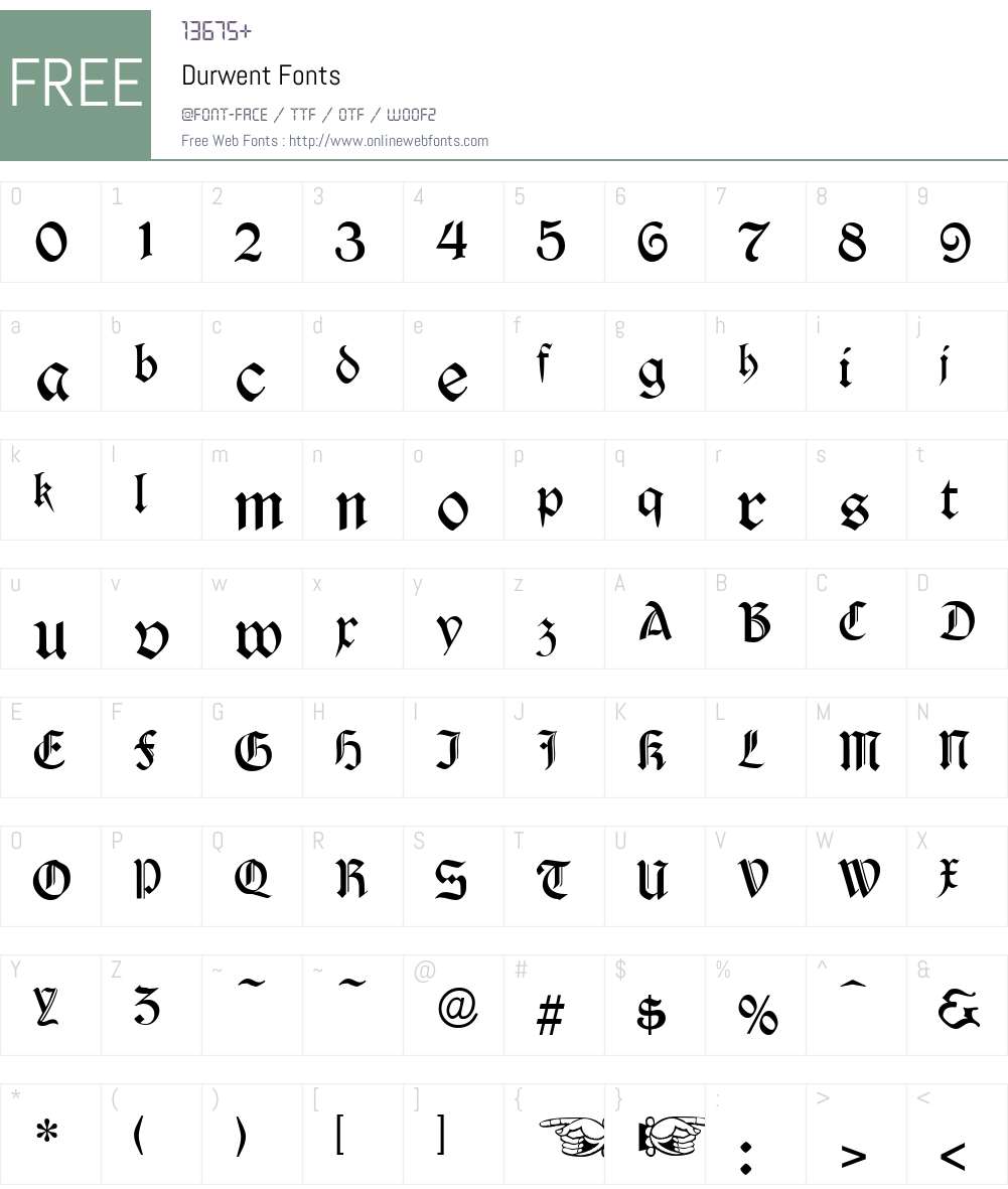 Durwent Font Screenshots