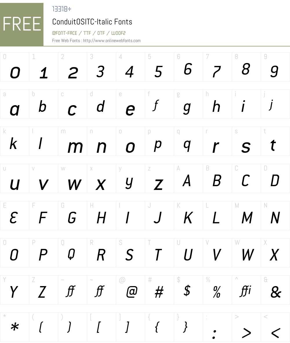 ConduitOSITC Font Screenshots
