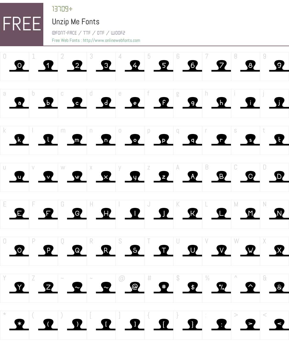 Unzip Me Font Screenshots