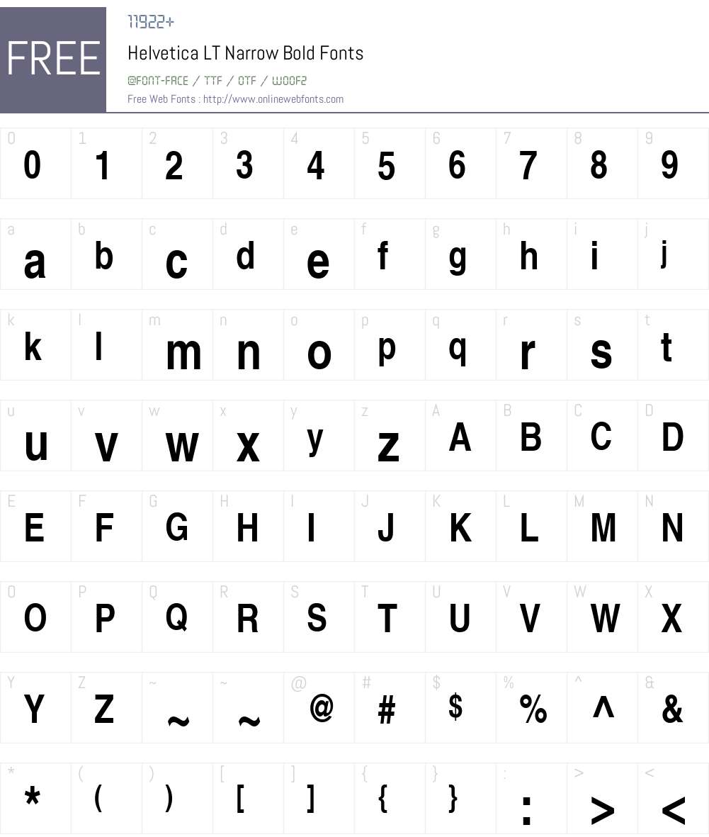 Helvetica LT Narrow Font Screenshots