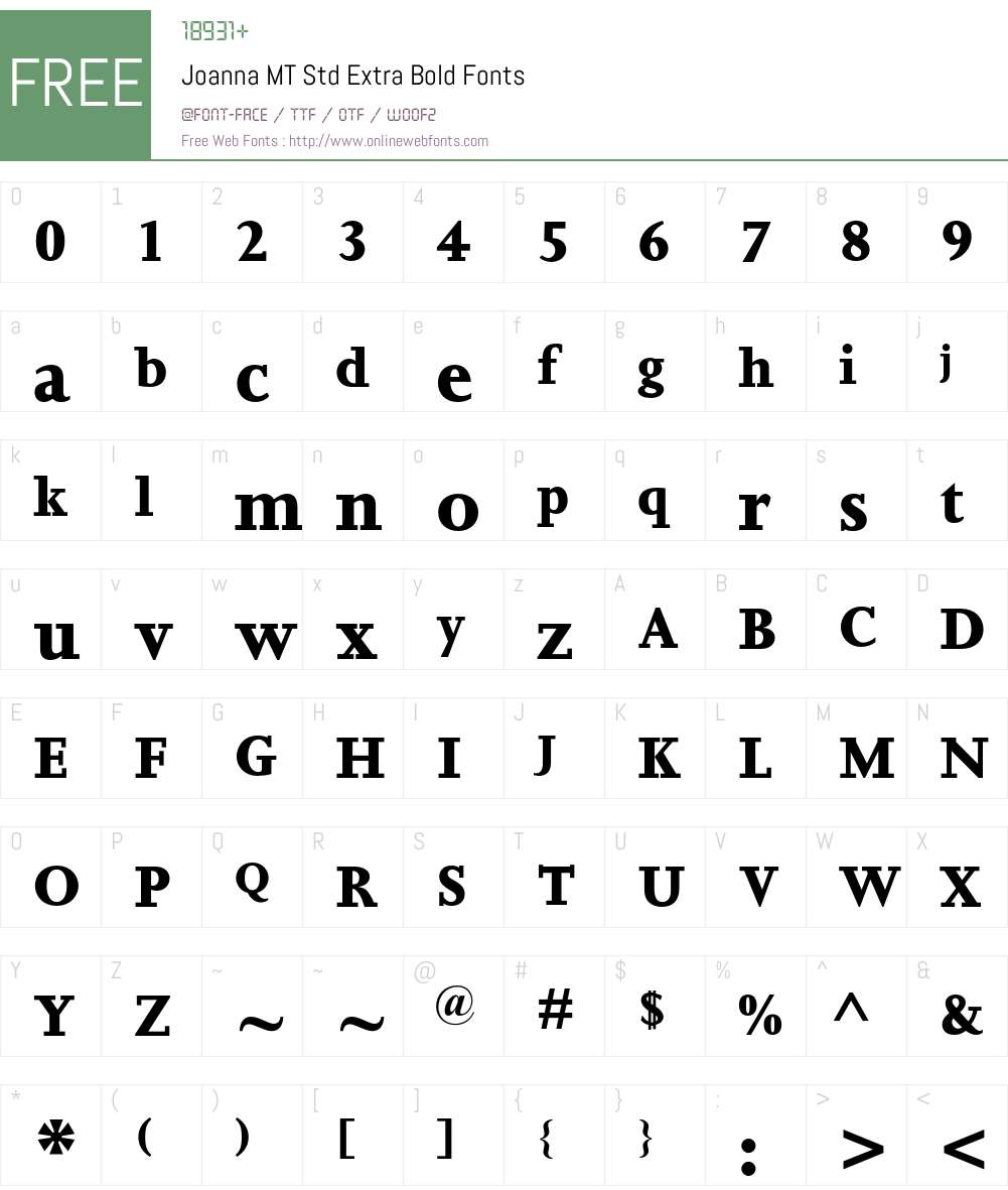 Joanna MT Std Font Screenshots