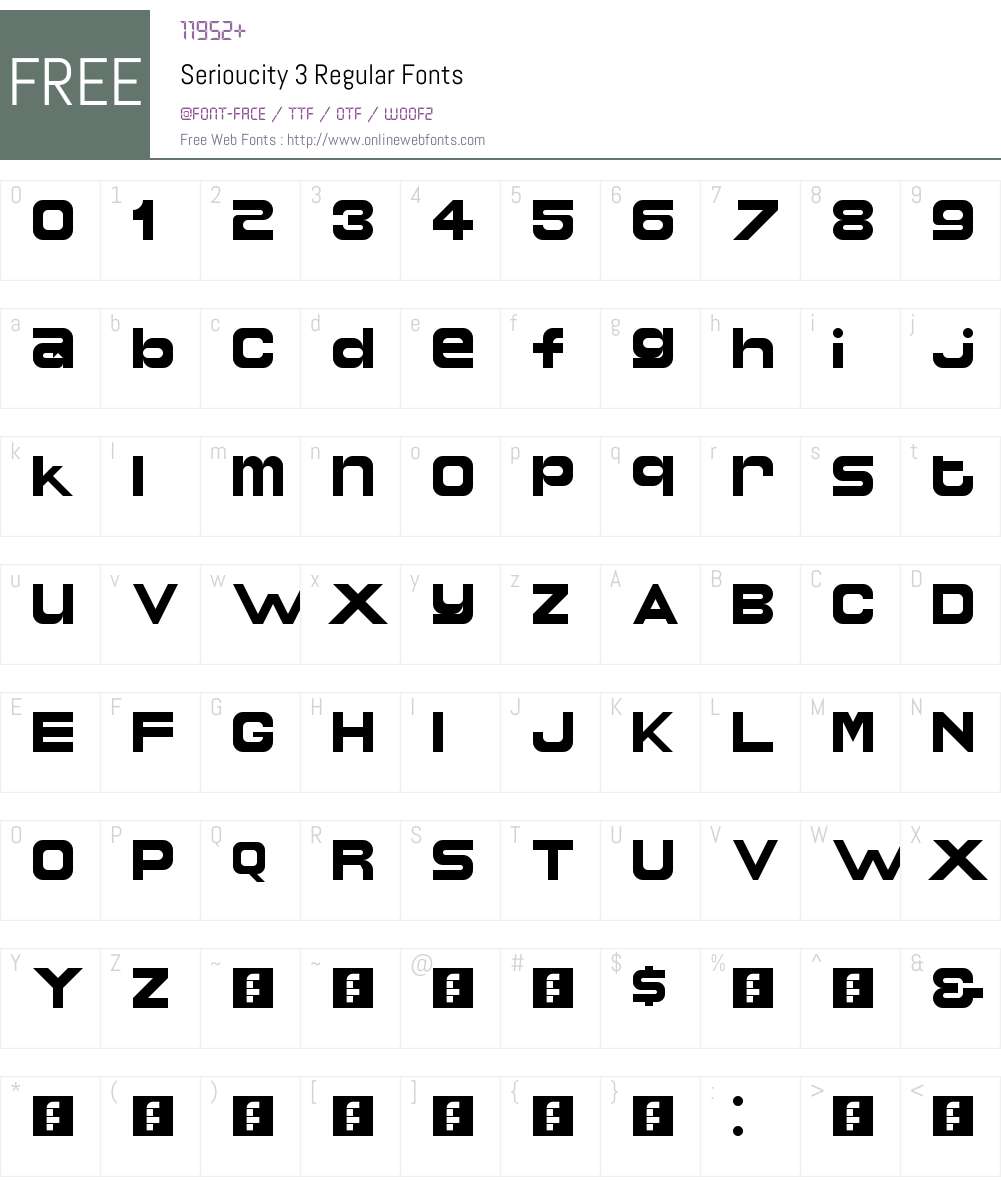 Serioucity 3 Font Screenshots