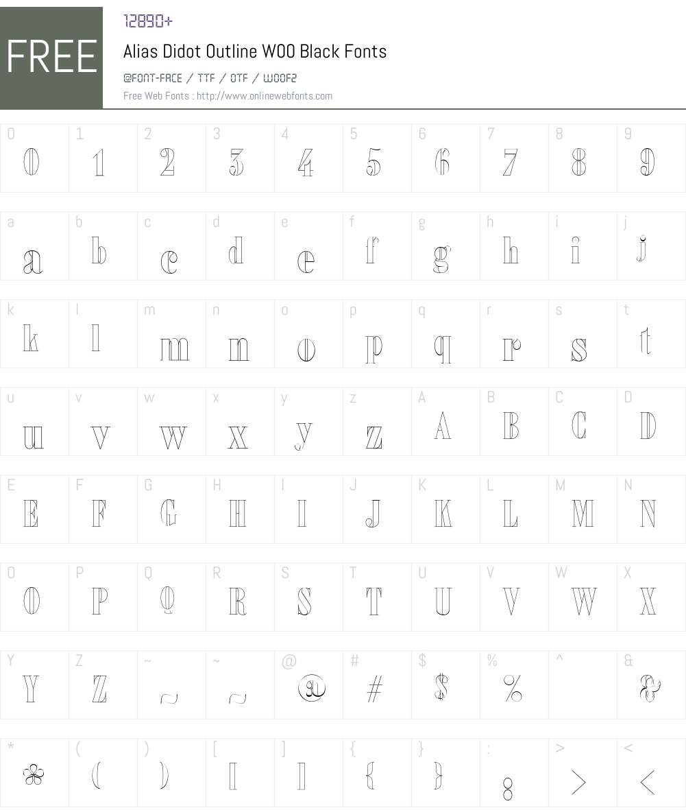 Alias Didot Outline Font Screenshots