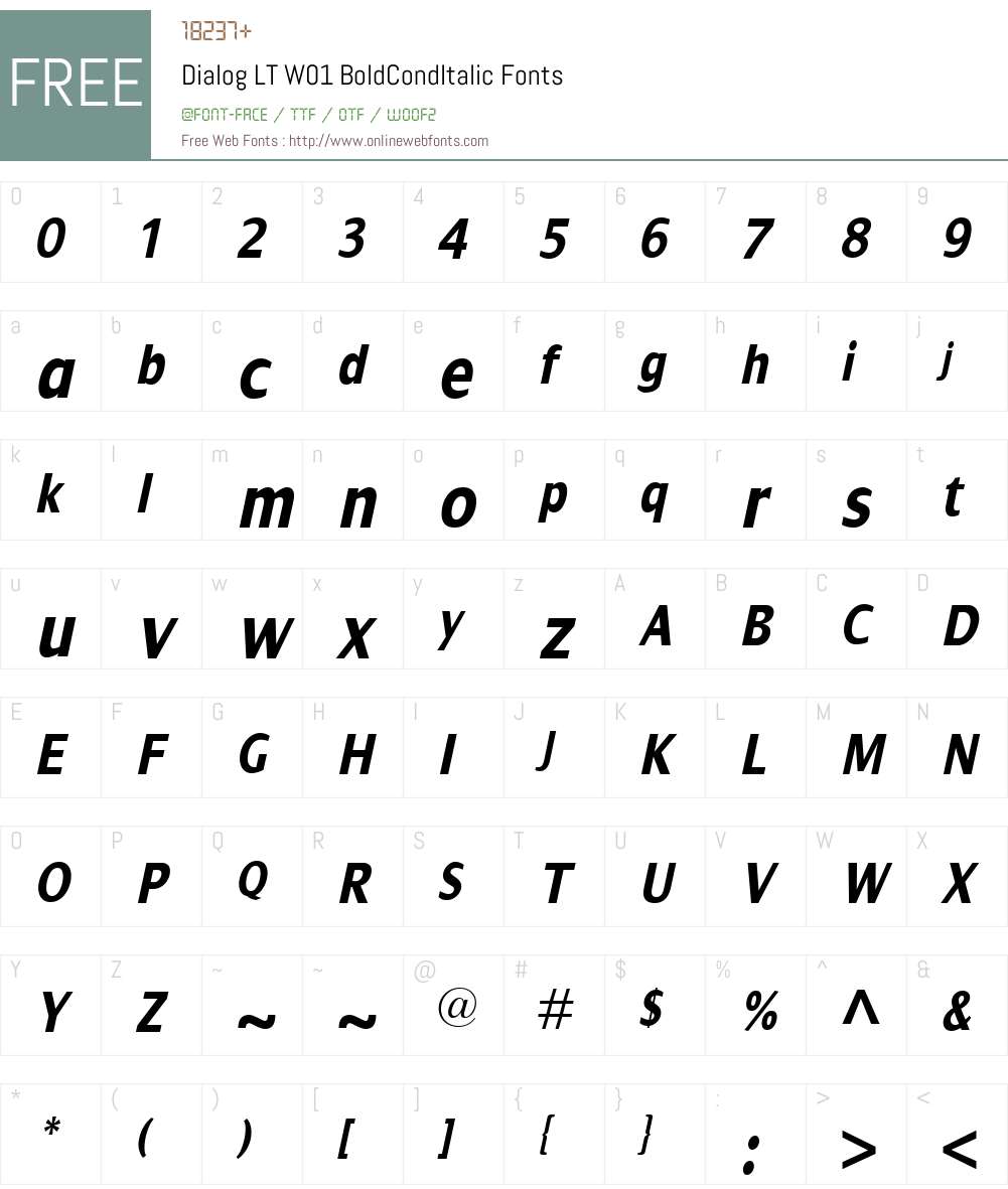 DialogLTW01-BoldCondItalic Font Screenshots