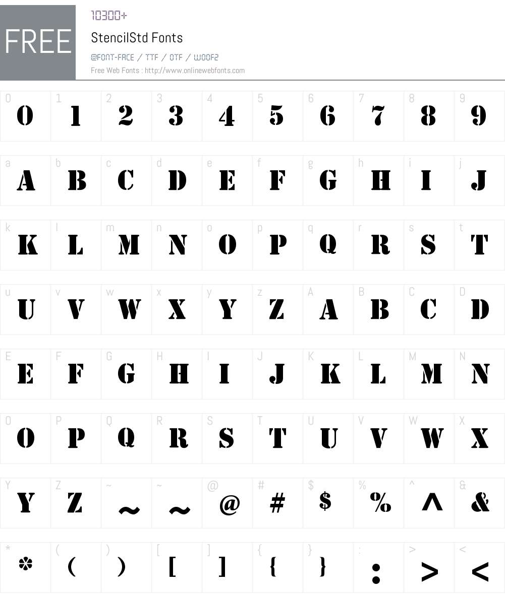 Stencil Std Font Screenshots